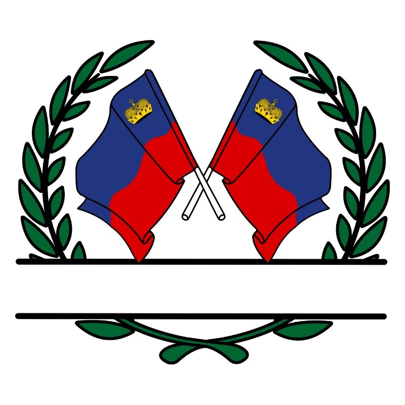 Flags Liechtenstein laurel wreath banner