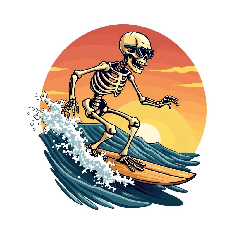 Surfeur Skeleton Surf Surf Plage Mer Fun