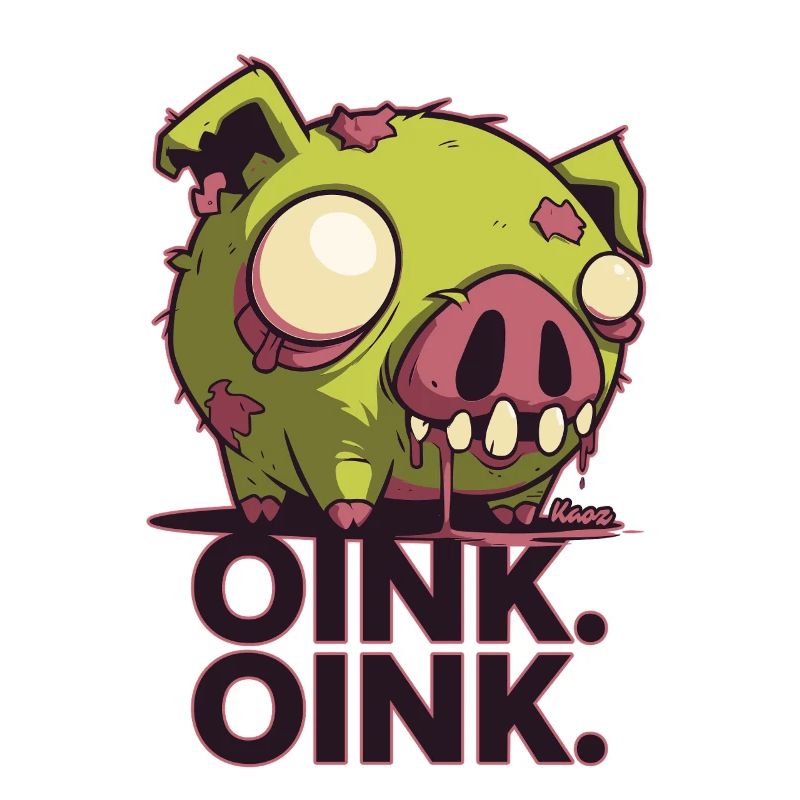 Conception de dessin animé de cochon zombie effrayant