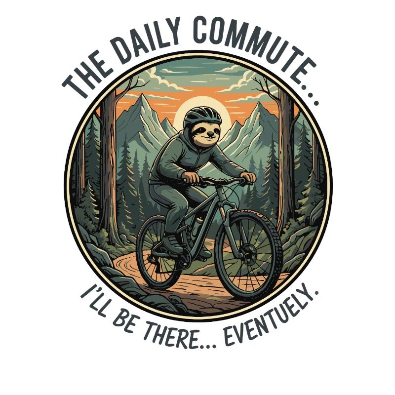 Adventurous cyclist with sloth
