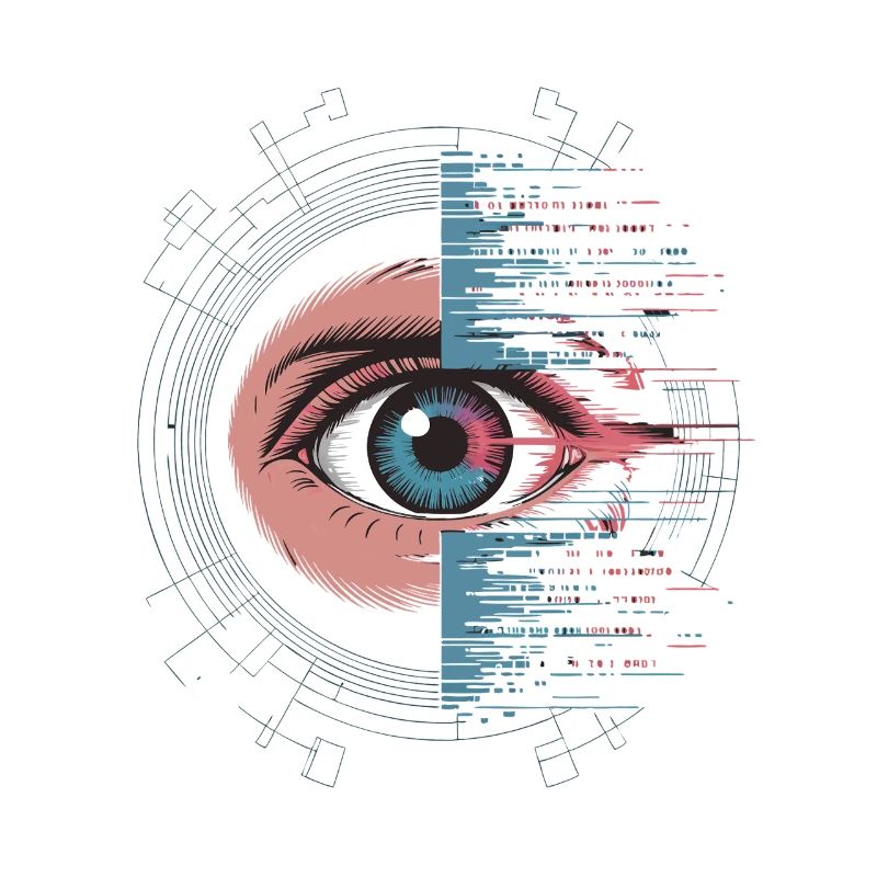 Futuristic eye with glitch effect