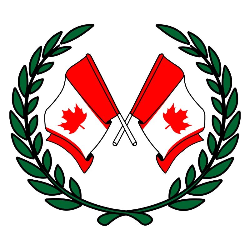 Drapeaux du Canada en couronne de laurier