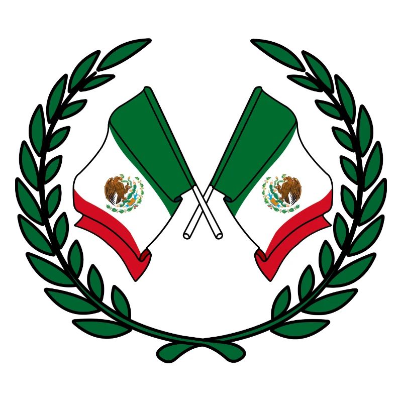 Drapeaux du Mexique en couronne de laurier