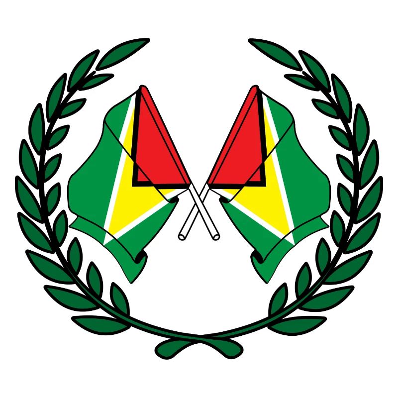Drapeaux Guyane en couronne de laurier