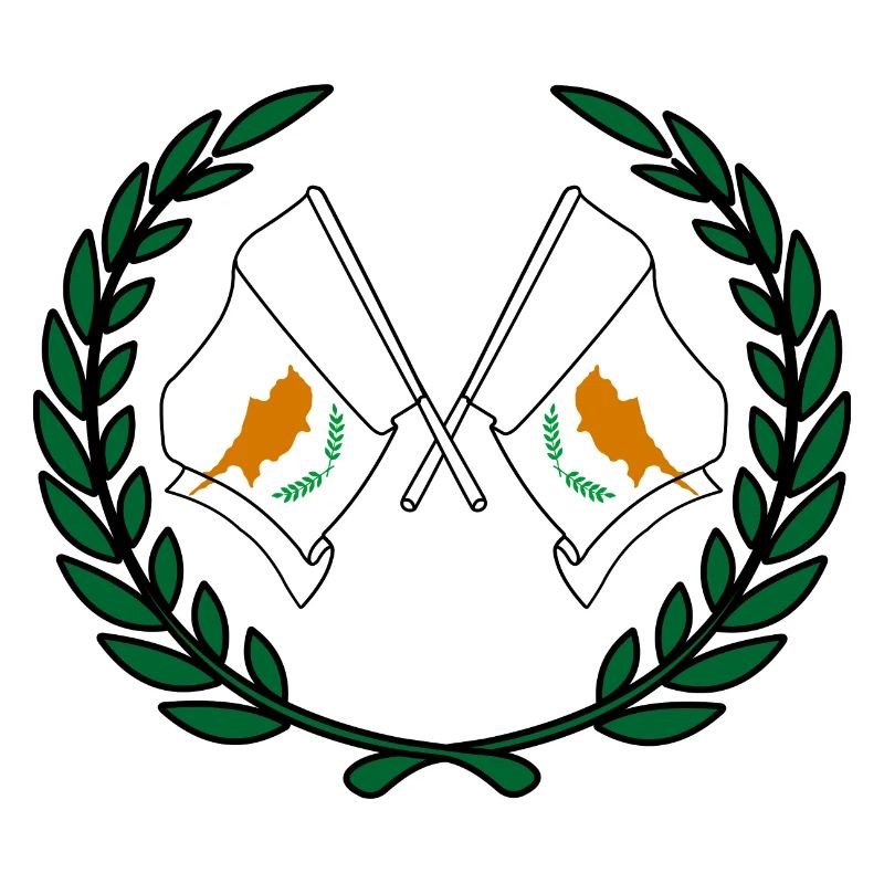 Drapeaux chypre en couronne de laurier