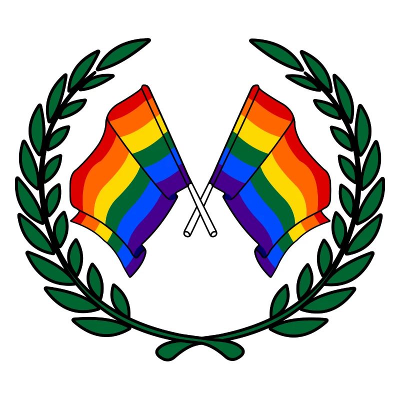 Drapeaux Arc-en-ciel en couronne de laurier
