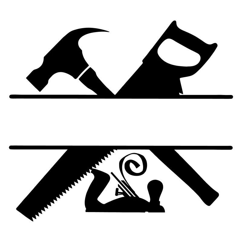 Carpenter Logo Hammersäge und Hobel