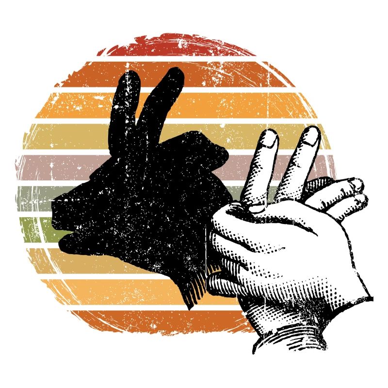 Retro Sunset Peace-Zeichen-Silhouette