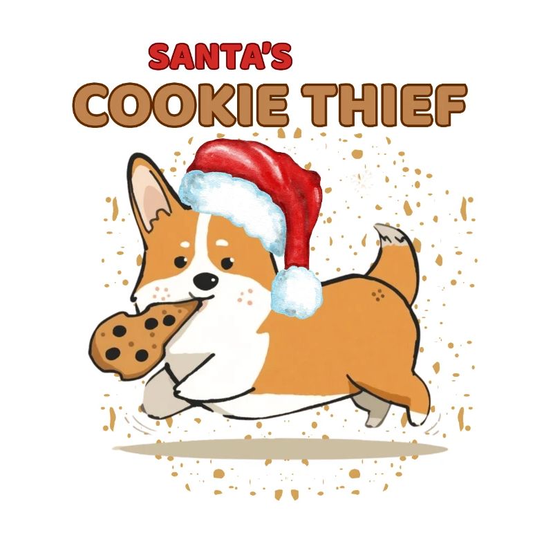 Santa’s Cookie Thief Corgi Weihnachtsdesign