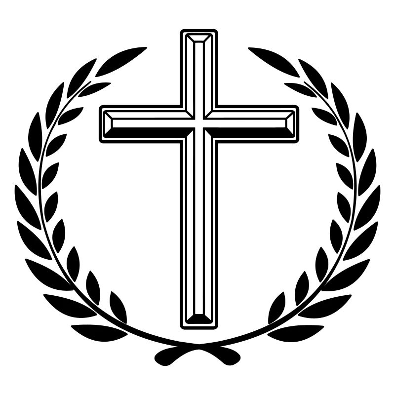 Cross laurel wreath