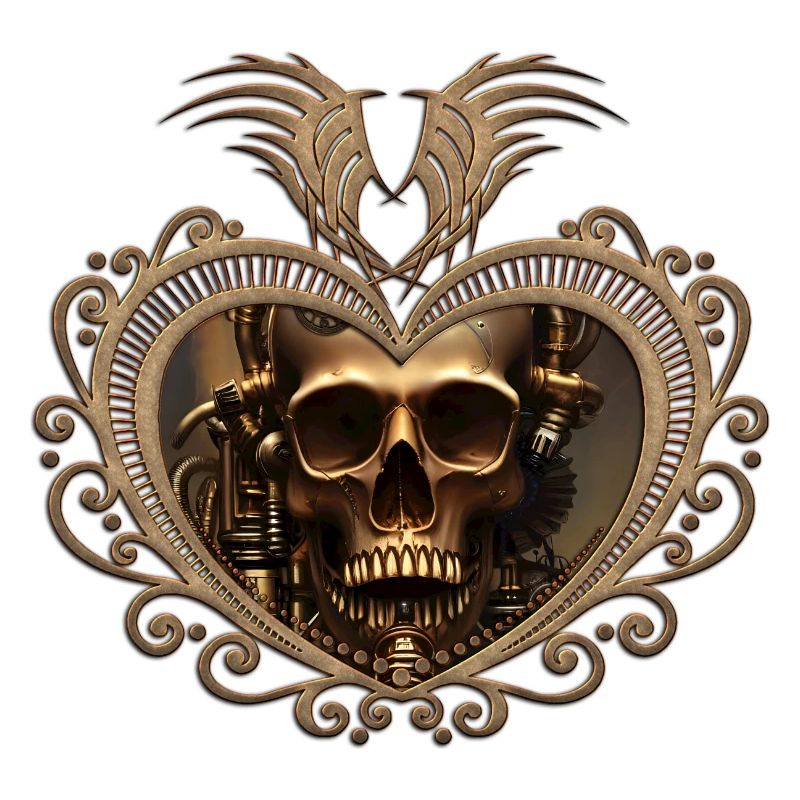 Superbe crâne steampunk doré