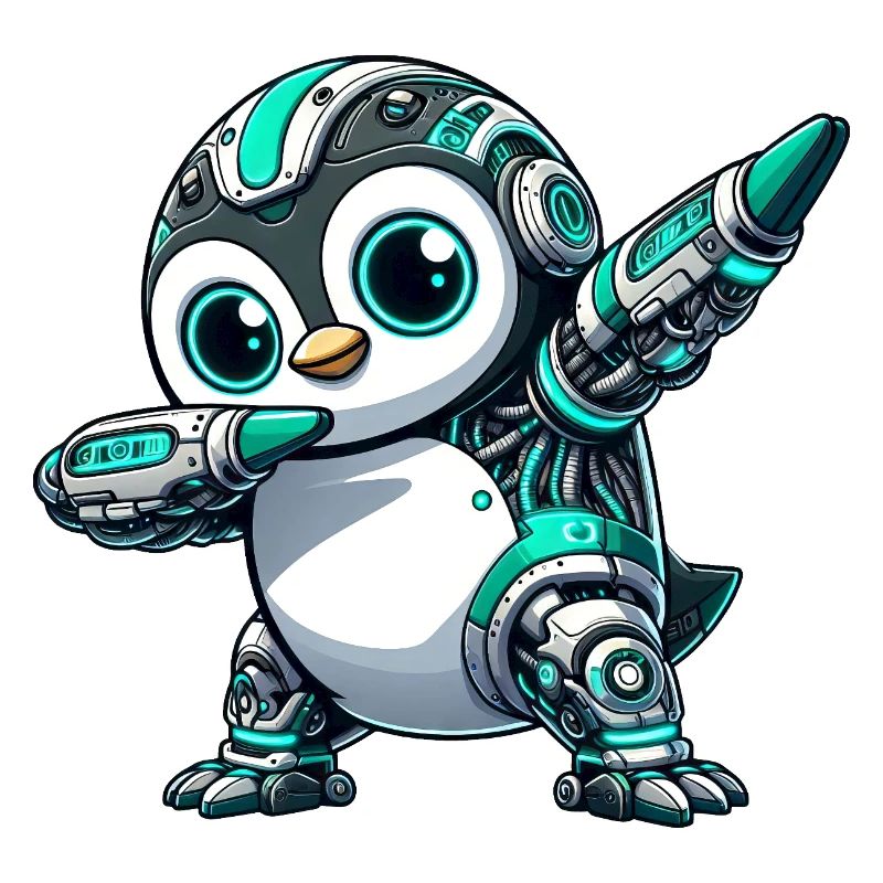 Futuristischer Pinguin Roboter Cyborg Technik 
