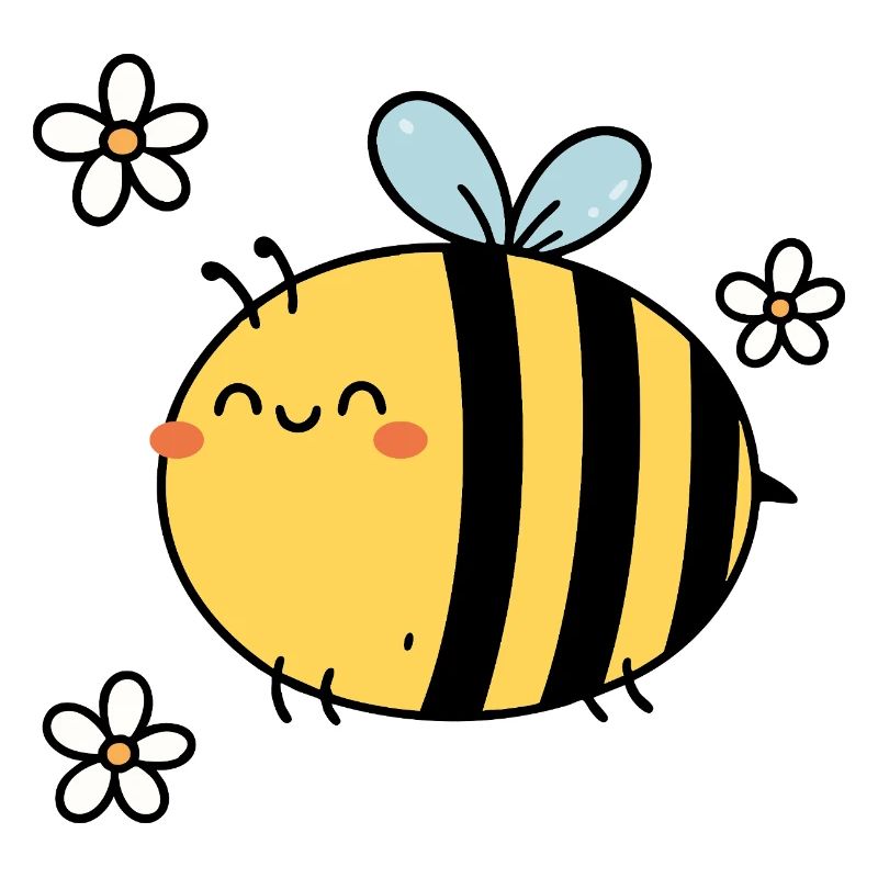 Buzzing with Joy – Kawaii Bee & Blossoms