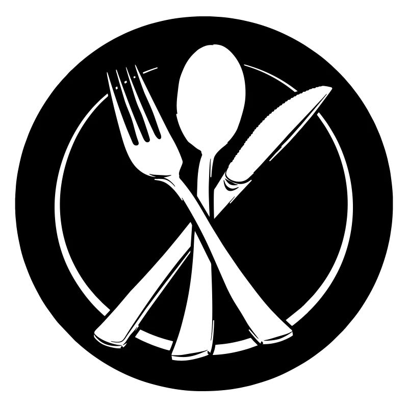 Knife fork and spoon transparent on plate