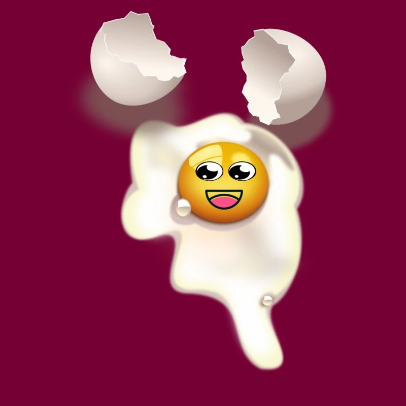 Fried egg with and broken eggshell