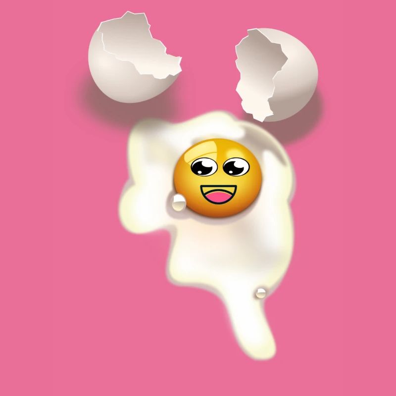 Fried egg with and broken eggshell