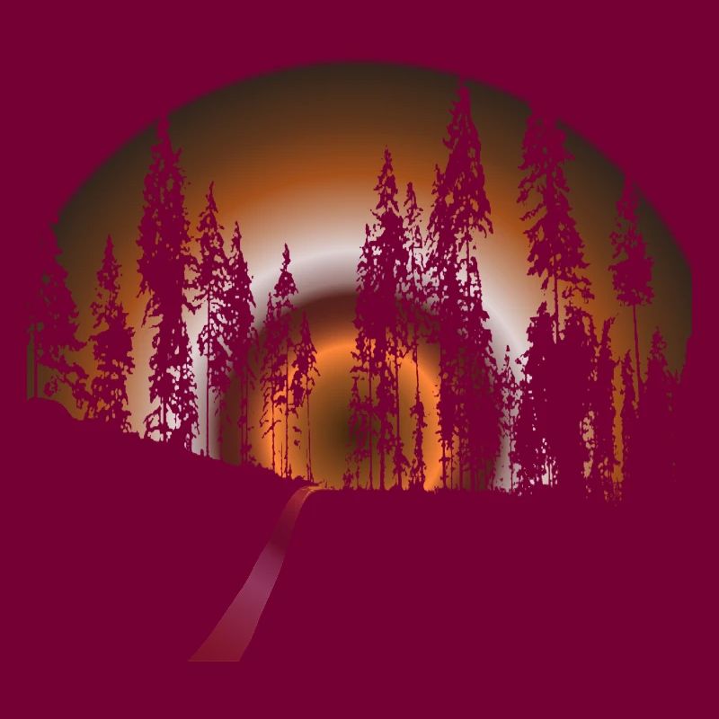 forest silhouette with path brown