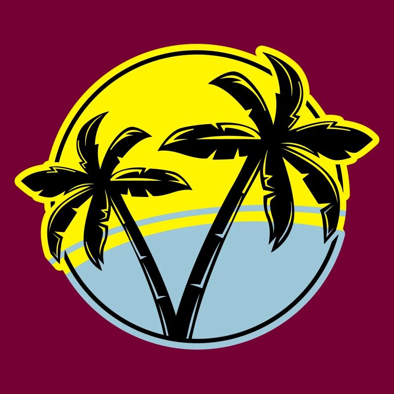 palm silhouette circle beach