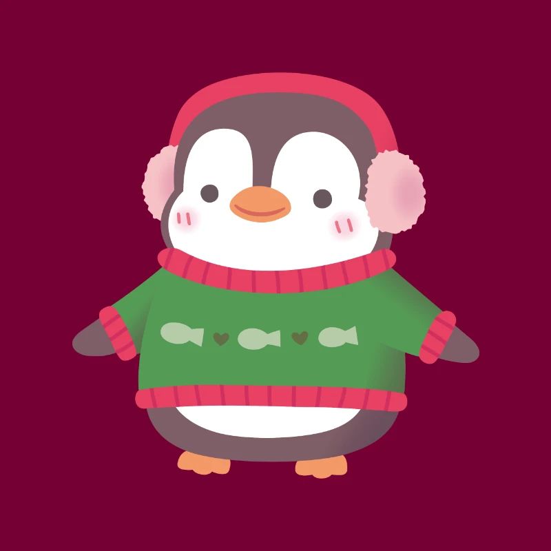 Süßer Pinguin mit Fischpullover