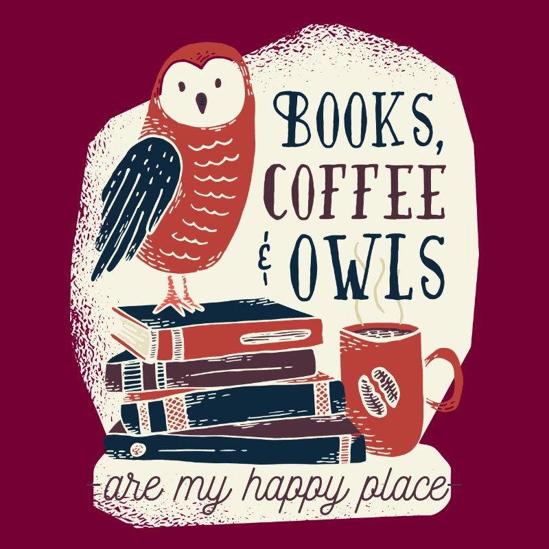 Die buch eule mit Kaffee