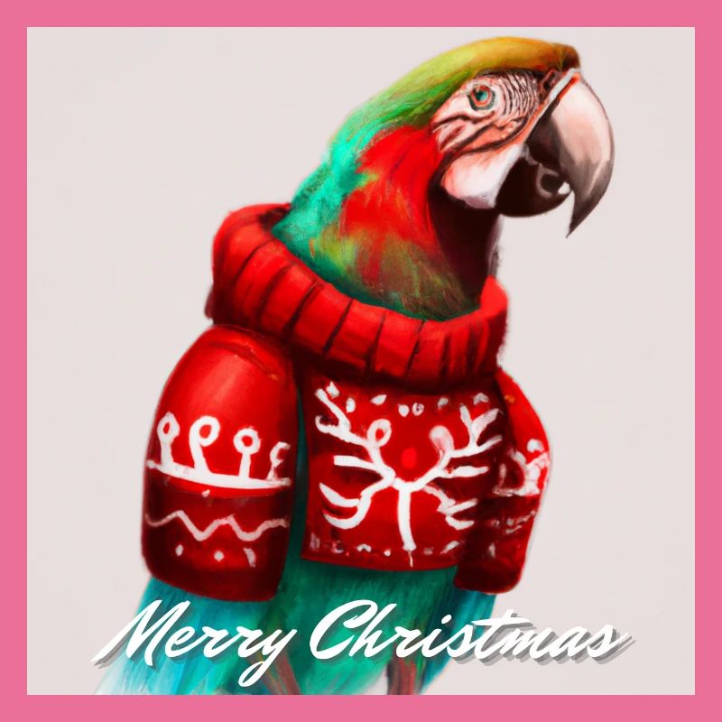 Perroquet d’ara mignon dans un pull de renne de Noël.