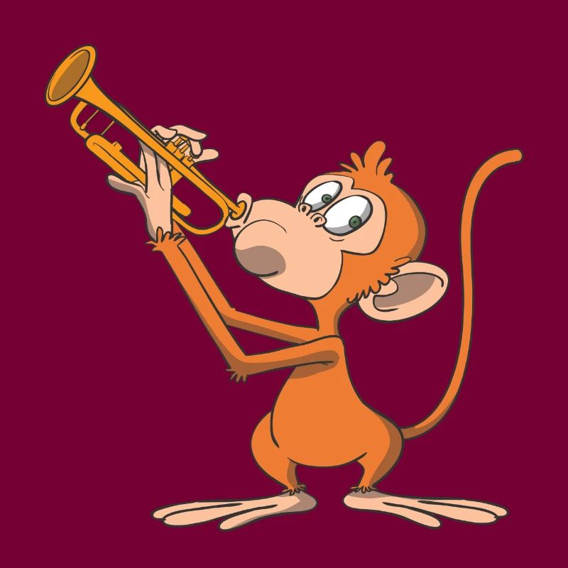 Affe spielt Trompete