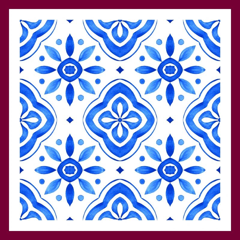 Blue Mediterranean Tile Watercolour Pattern
