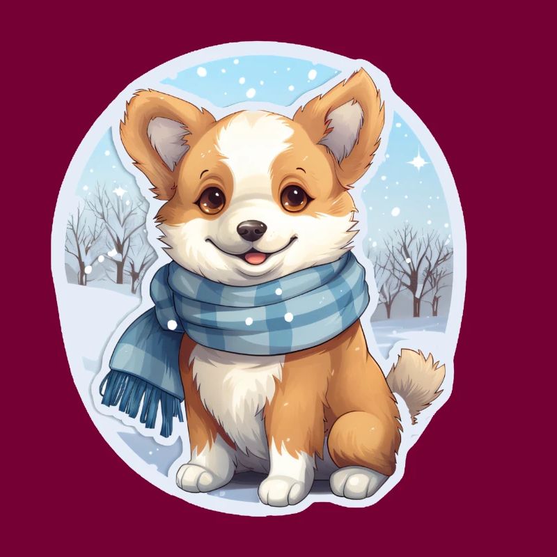 Welsh Corgi avec écharpe