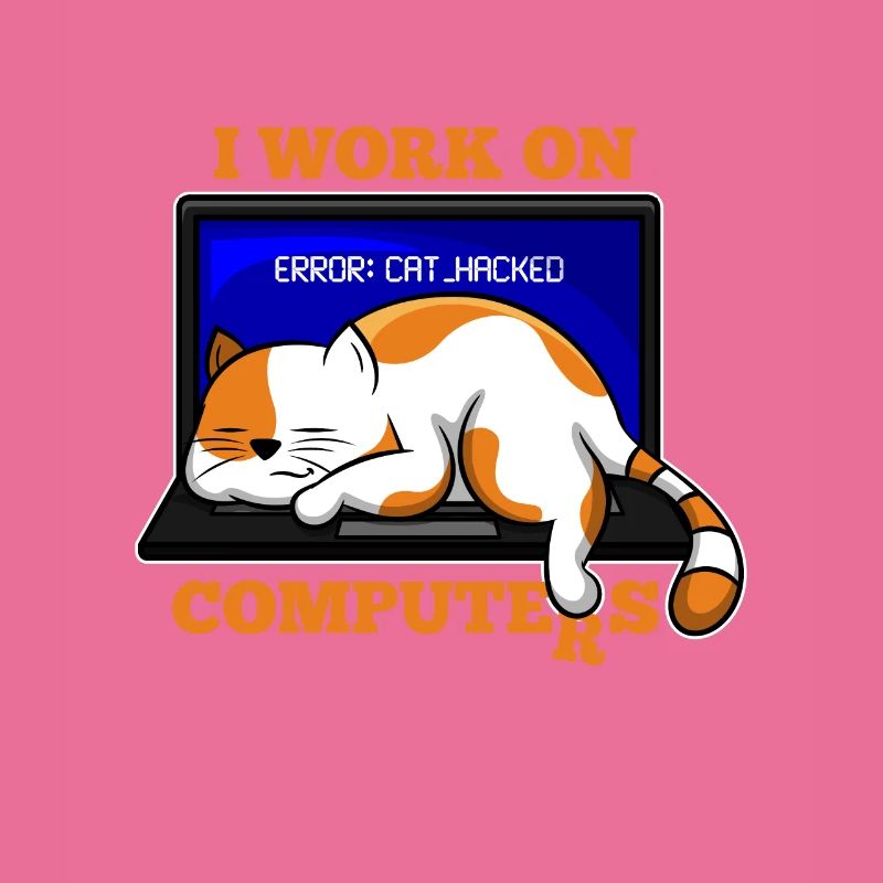 Katze und Computer, die Programmierergeschenk zerhacken