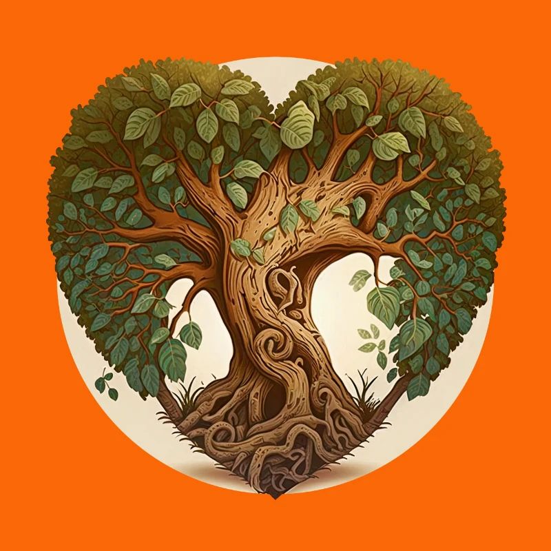 Tree in a heart shape, heart tree with background