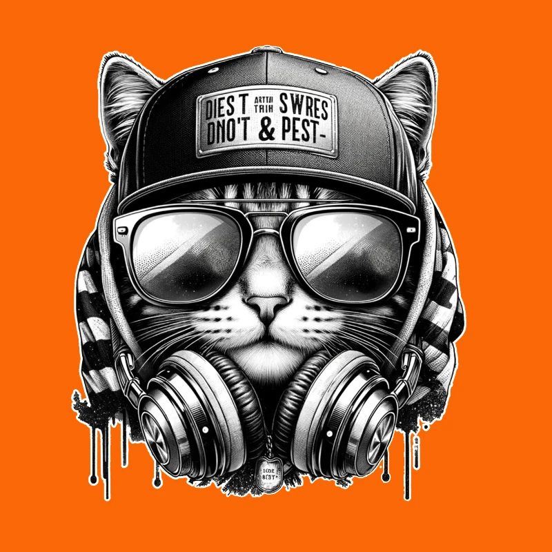 Katze DJ mit Kopfhörer Cap