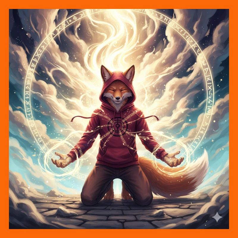 Fox in the Magic Circle Pullover Hoodie