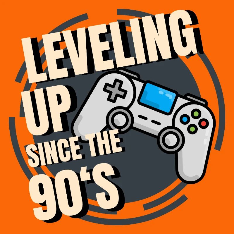 Retro game controller with 90s text