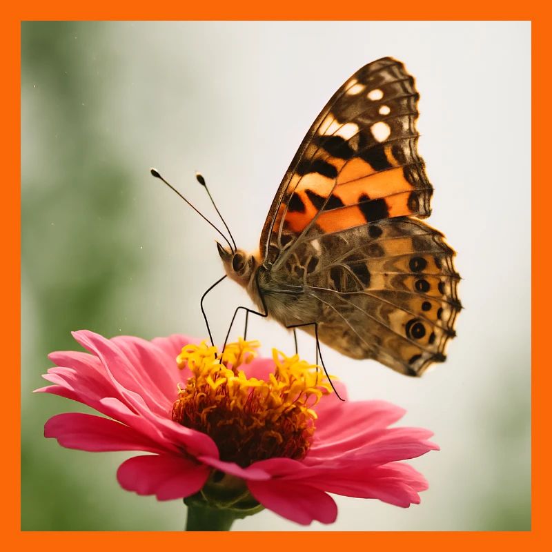 Papillon sur fleur rose