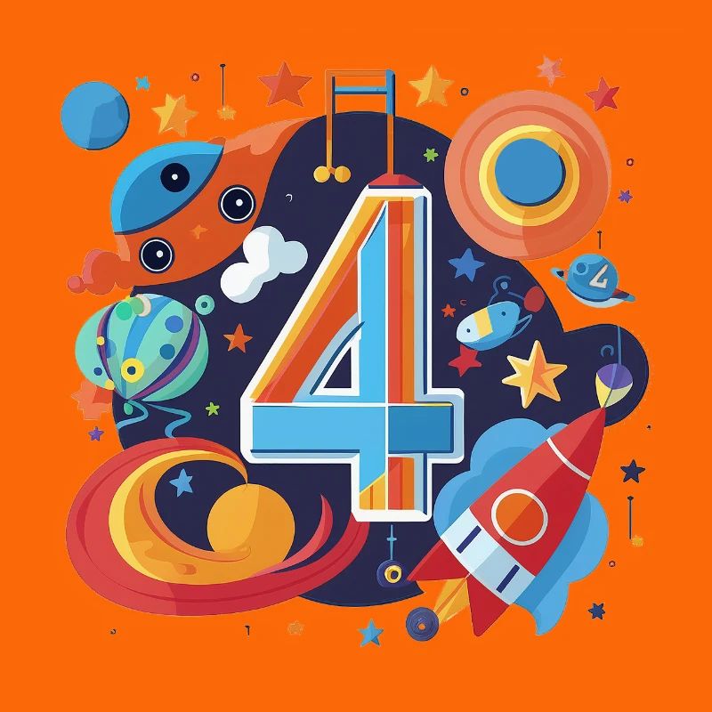 Space 4th Birthday Rocket World