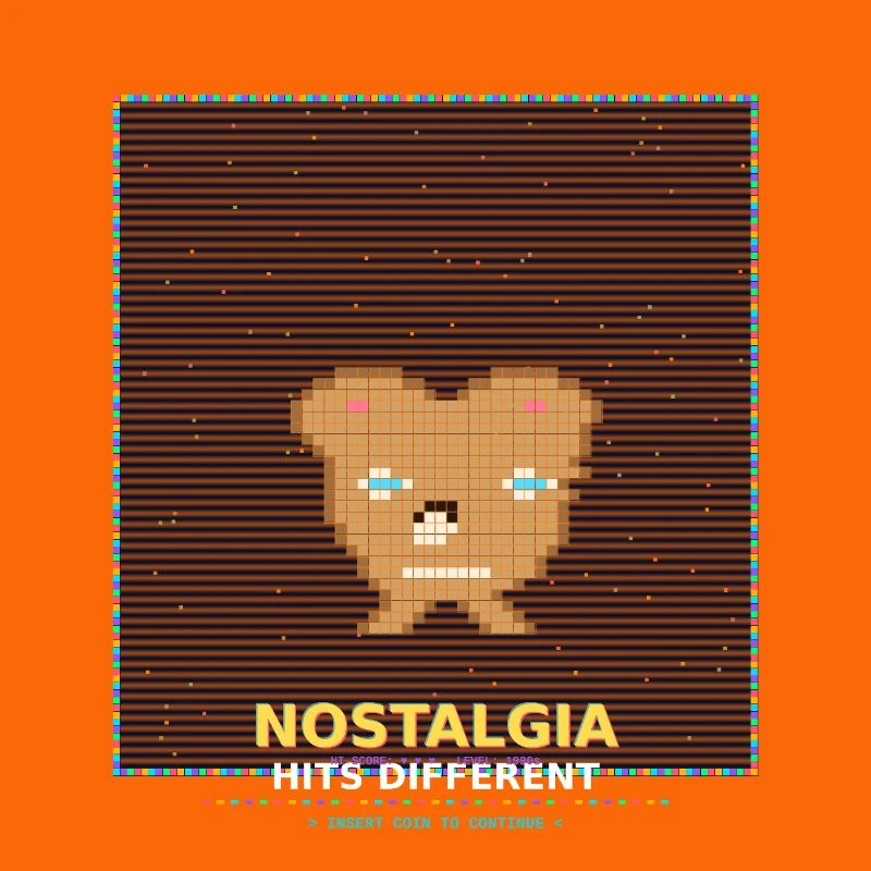 Nostalgie Pixelbär: RetroGlanz Design