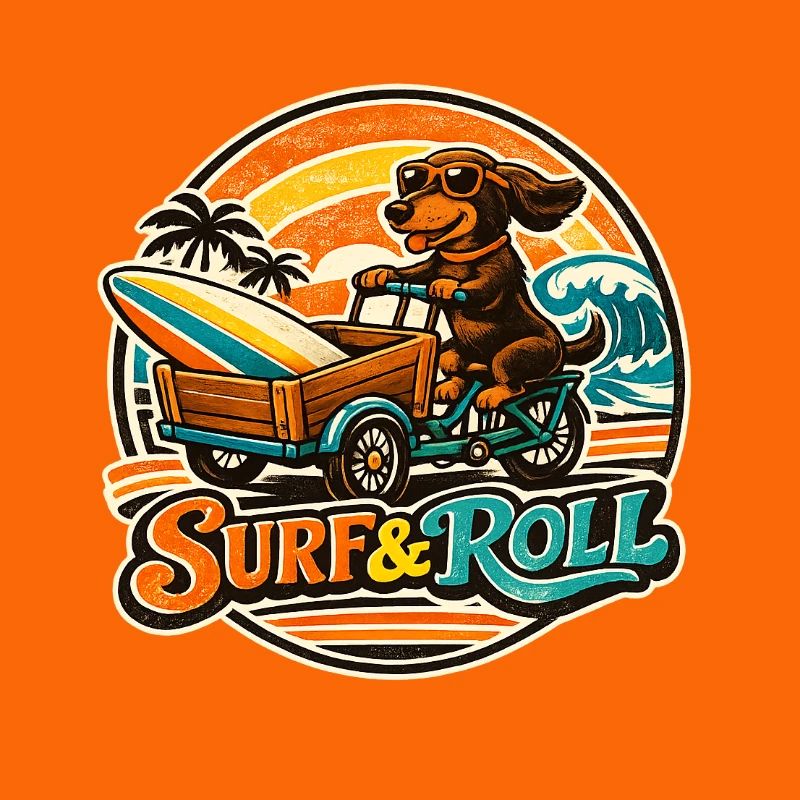 Surf & Roll Dachshund with Surfboard