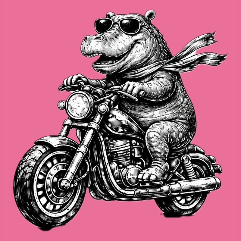 Hippo on Motorcycle