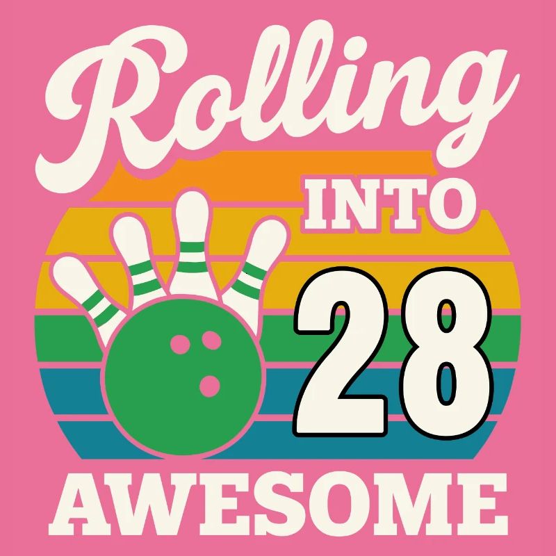 Bowling 28e anniversaire célébration graphique