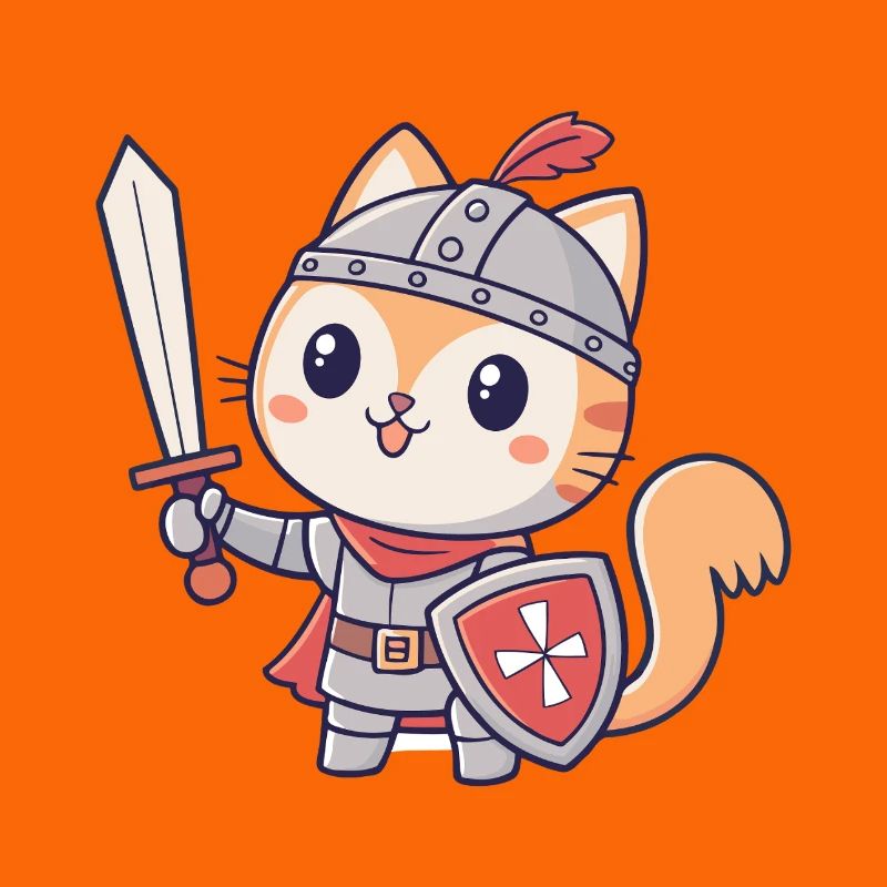 Chat Chevalier Épée et Bouclier