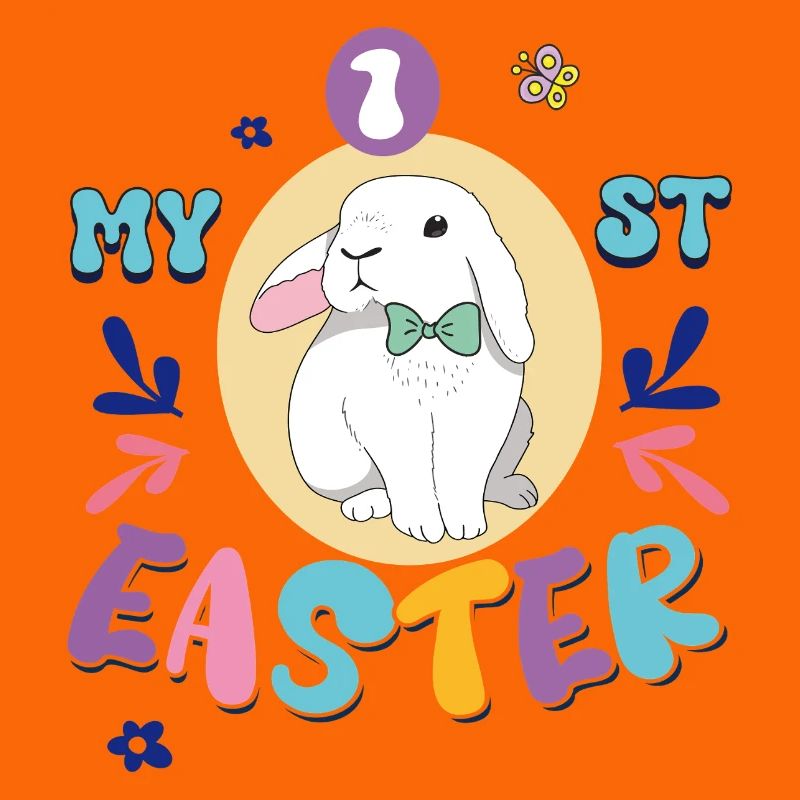 My first Easter, cute bunny with a bow