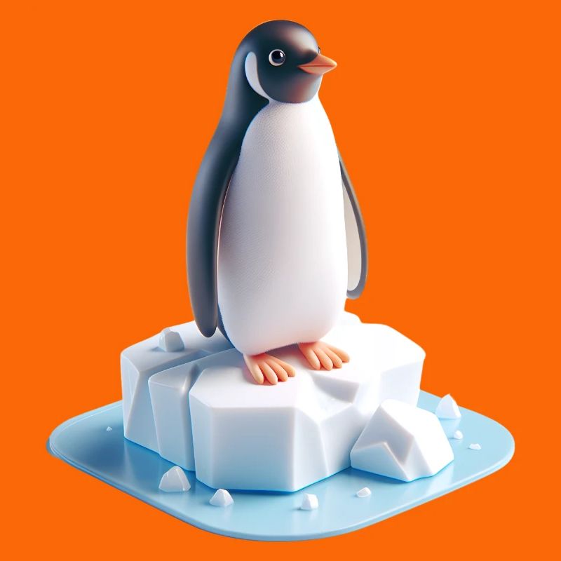 Pinguin auf Eisblock 3D