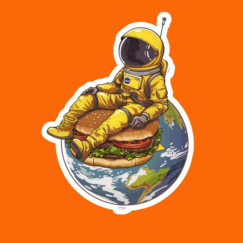 Astronaute doré sur Burger – Design alimentaire spatial
