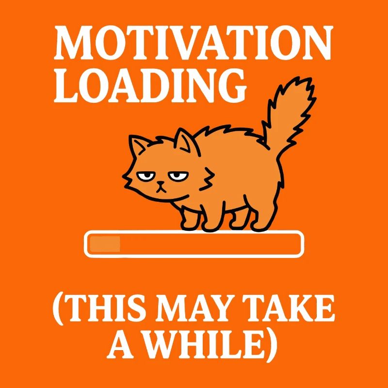 Motivation Loading Müde Katze mit Ladebalken