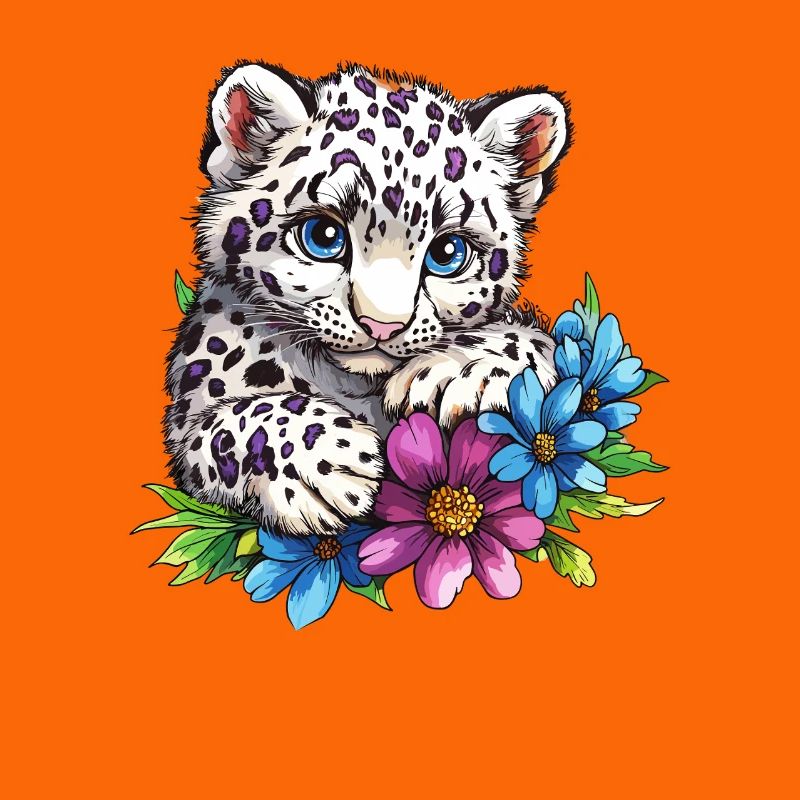 Chaton léopard avec des fleurs