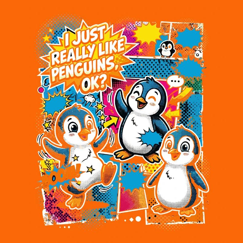 Penguin Pop Art Comic Collage