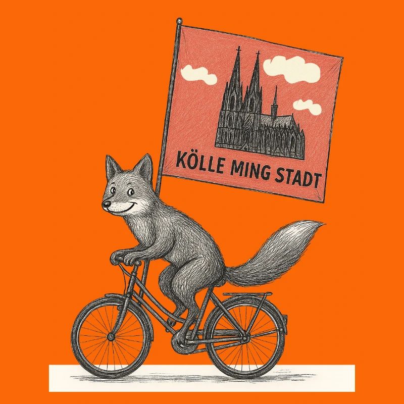 Cologne Fox on Bicycle