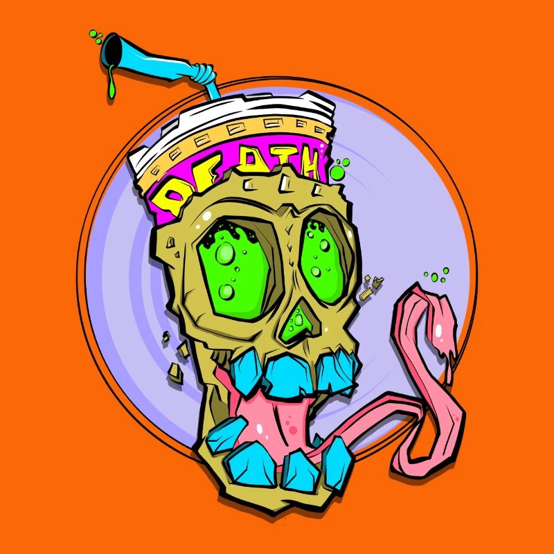 Neon Schädel mit Farbschock