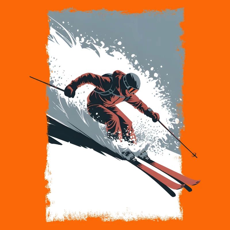 Ski Freeride Action Deep Snow Vector Style