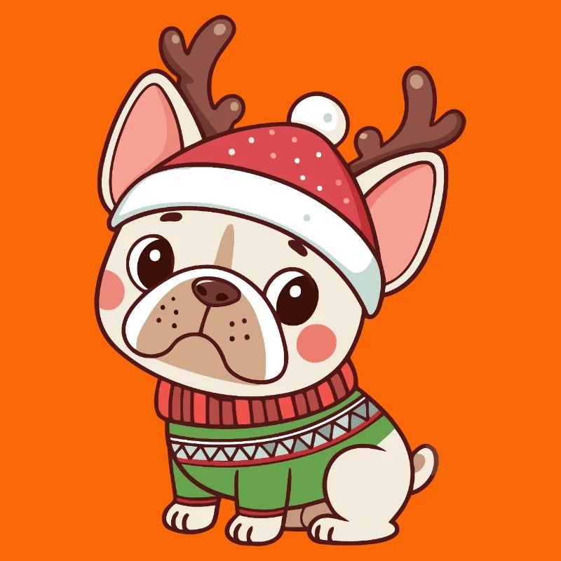 Chiot Noël Bonnet et Pull Vert
